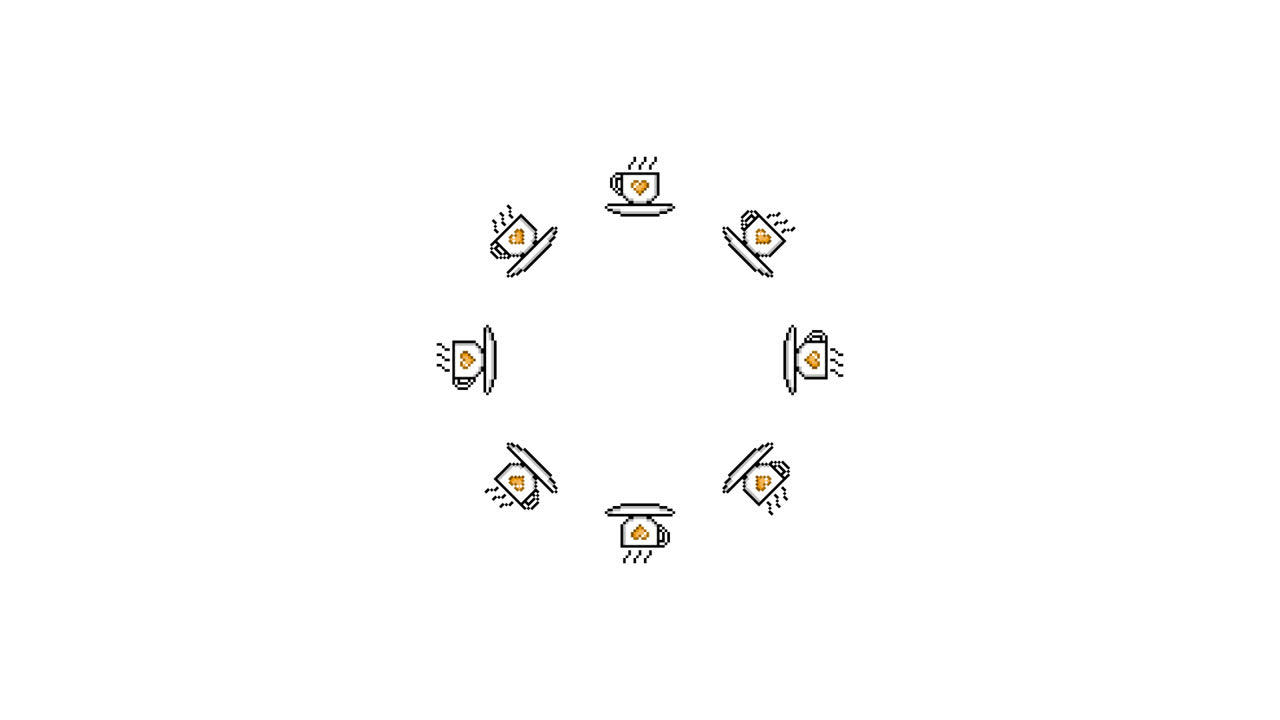 Pixel Art Coffee cup Spinning Circle Animated Overlay Transparent 30fps (8)