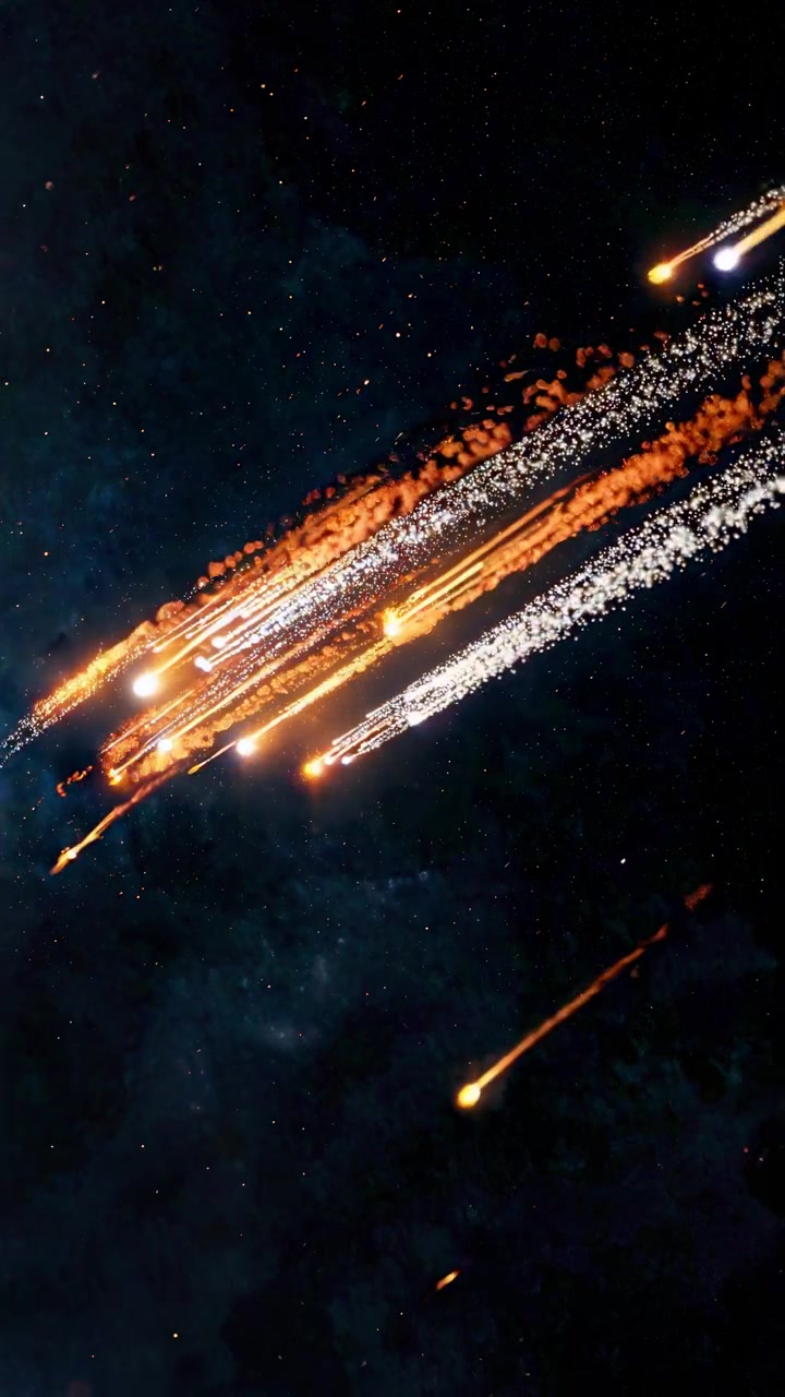Fiery Meteor Shower Streaking Across the Dark Night Sky