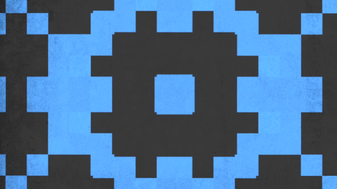 A digital image showing a pixelated pattern in shades of blue and black, creating an intriguing and abstract visual display