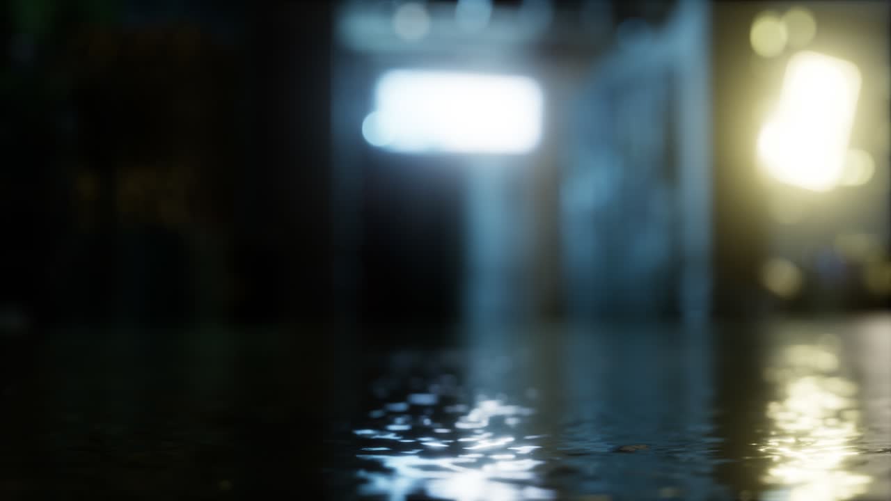 Empty City Streets on quarantine In The Rain At Night