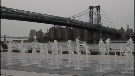 new york city waterfront fountains under the manhattan bridge