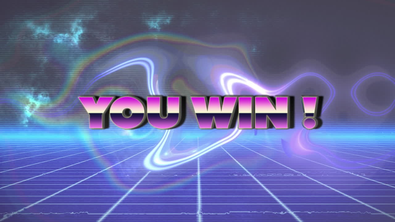 검은색 배경의 빛 트레일 위에 텍스트를 이기는 애니메이션