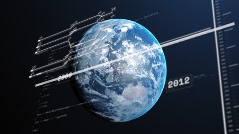 animation of digital data processing over globe