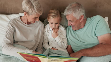 bedroom, book and grandparents reading to