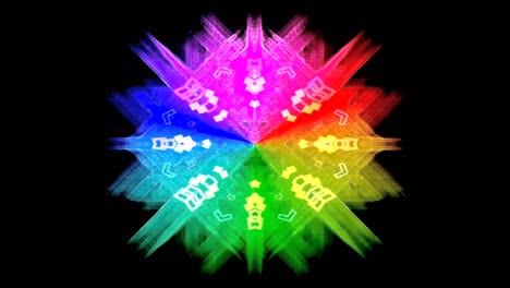 kaleidoscope pattern motion background with colorful neon lights.