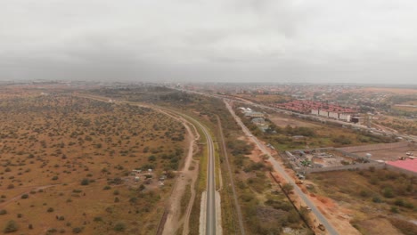 the madaraka express train line from mombasa to nairobi, near the terminal in nairobi
