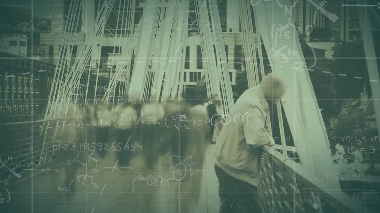 바쁜 도시에서 수학적 방정식의 애니메이션