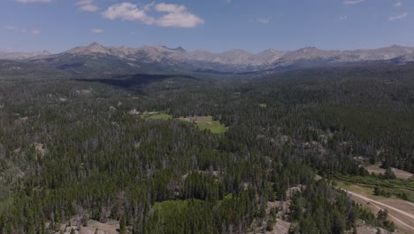 aerial panoramic overview of the big sandy trailhead in wind river wilderness, wyoming, featuring sprawling landscapes and distant mountain peaks