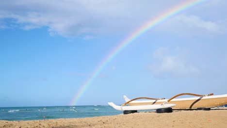 rainbow in the sky over the ocean of hawaii-4k