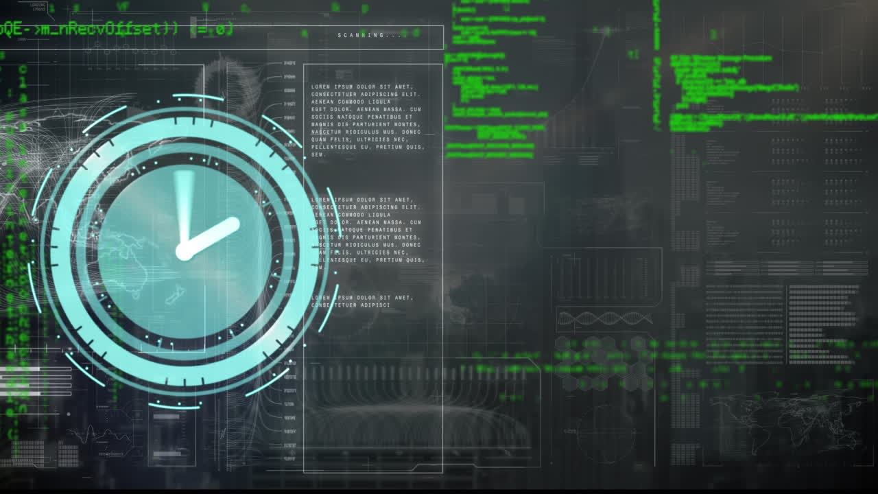 Animation of clock ticking over data processing