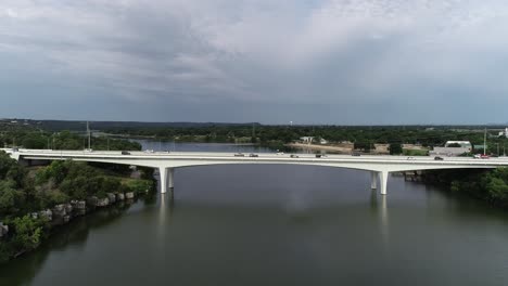 aerial drone flight over the lake in marble falls texas