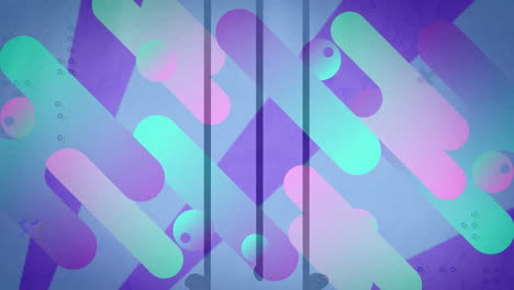 animación digital de formas abstractas coloridas que se mueven contra un fondo de gradiente azul