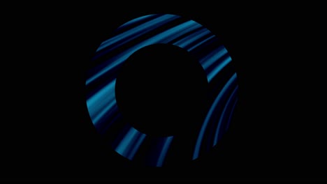Seamless-loop-spinning-blue-striped-ring-on-black-background