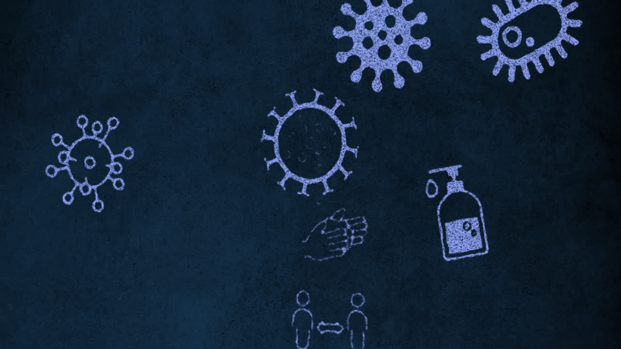 iconos de concepto de coronavirus contra un fondo azul