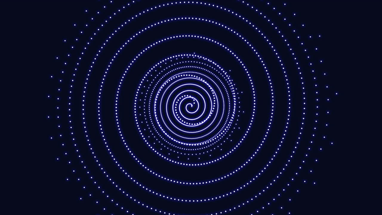 Psychedelic spiral rings and dots on dark space