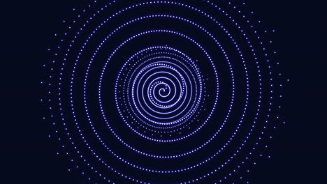 anillos espirales psicodélicos y puntos en el espacio oscuro