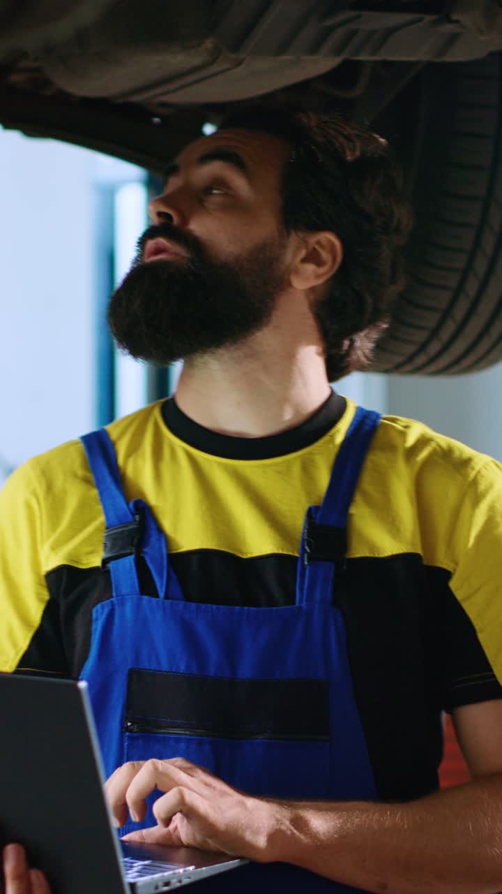 Vertical video Mechanic looks online for new car parts