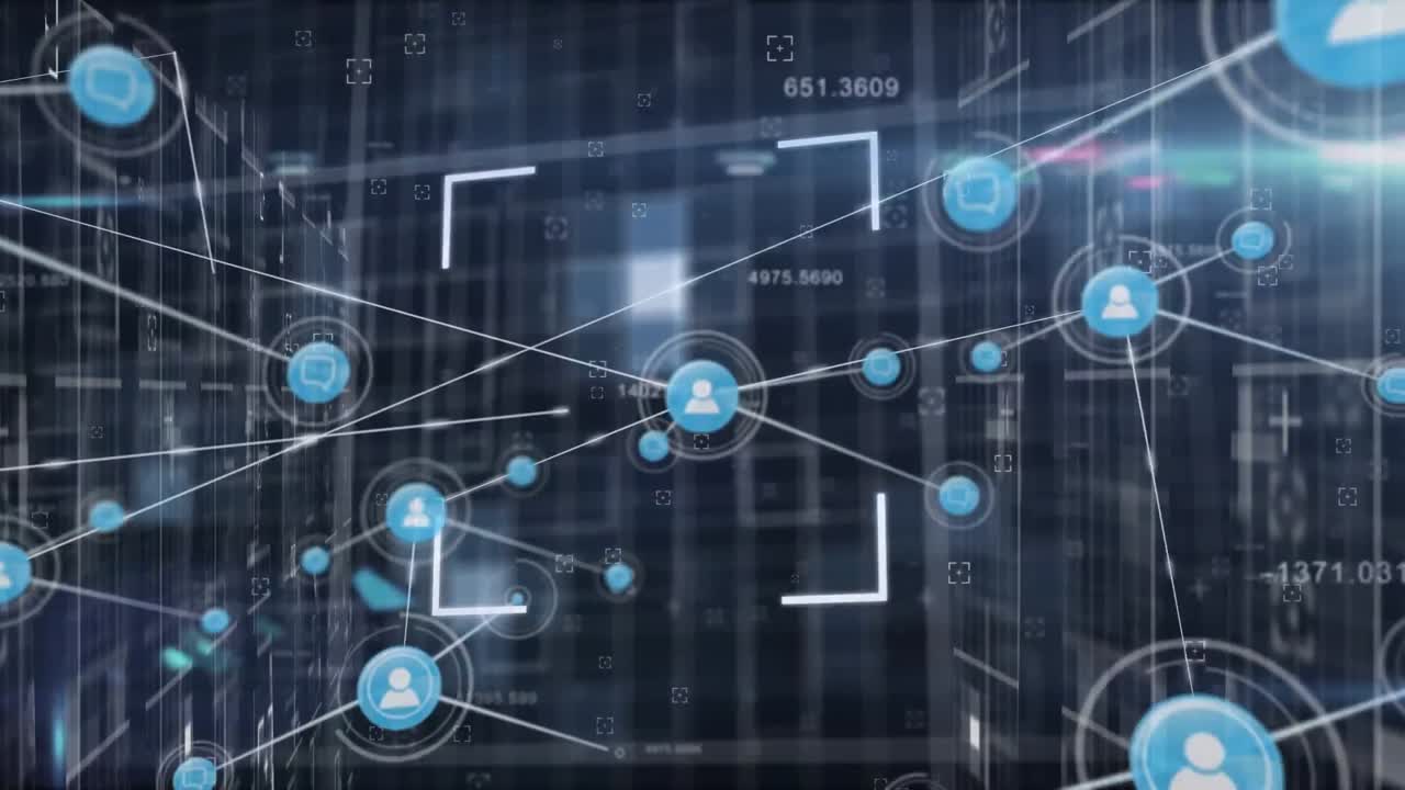 Animation of media icons on black background