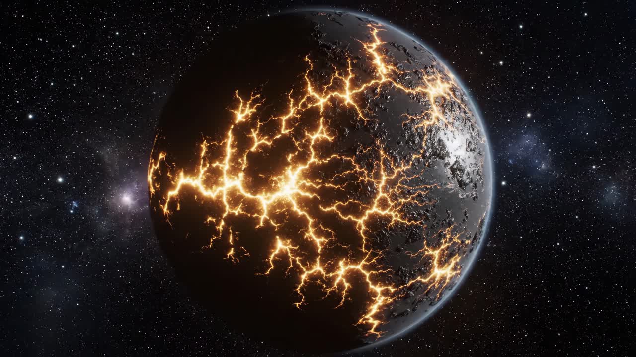 Fiery Planet in Space