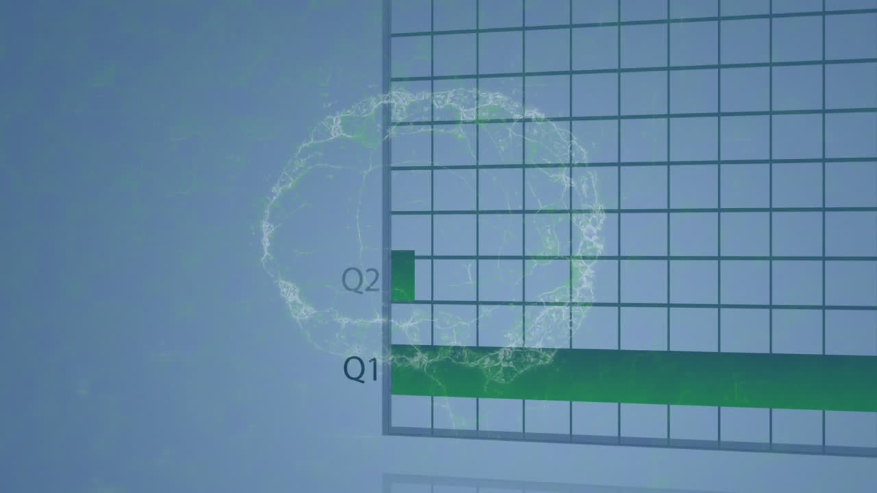 animación del procesamiento de datos sobre el cerebro humano