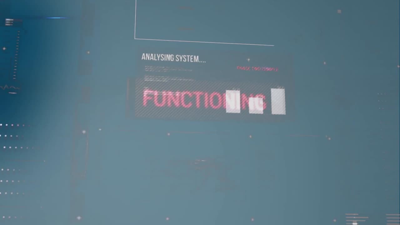 Animation of data processing over blue background