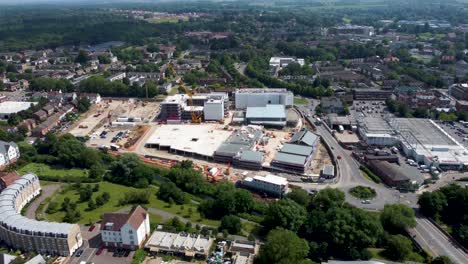 4k drone shot of a construction site at riverside in canterbury