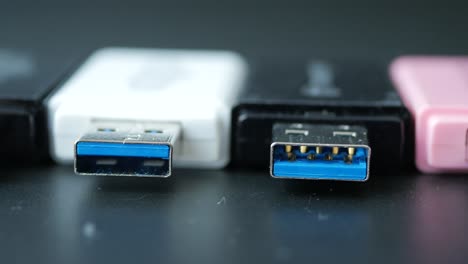 close-up of three usb flash drives