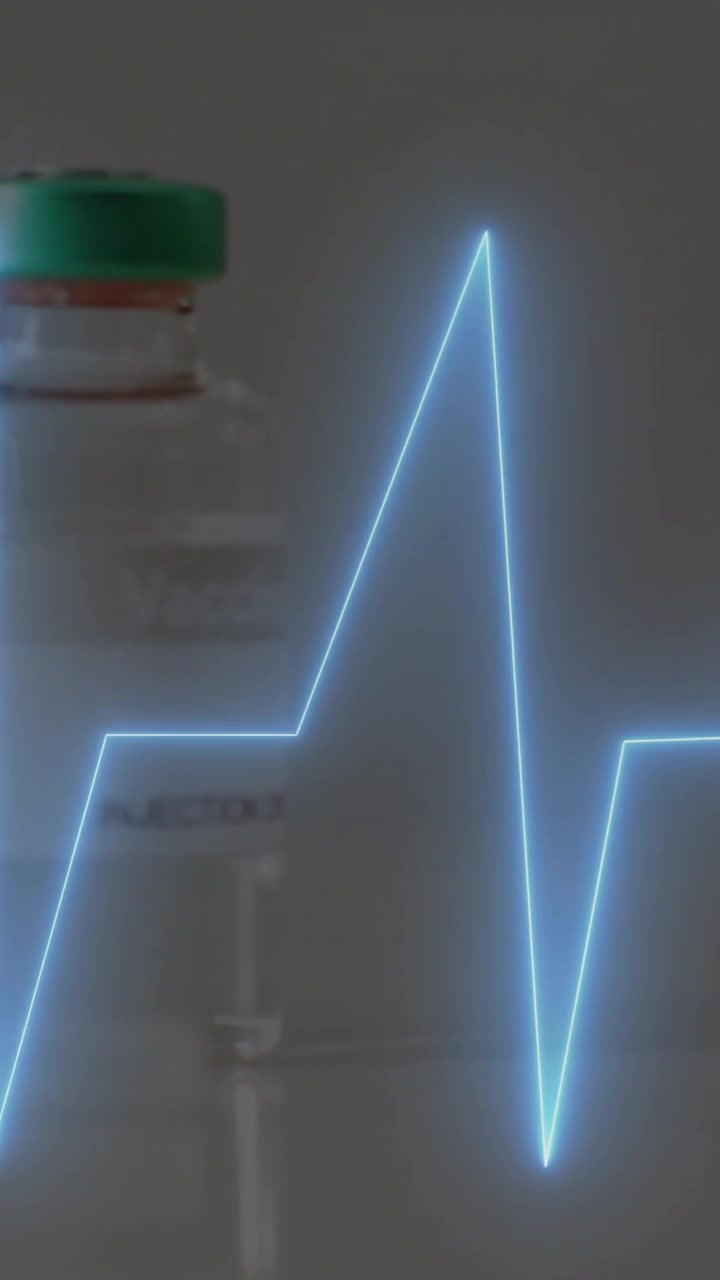 Animazione di cardiografo su fiale su sfondo bianco