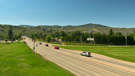 timelapse of cars in transit from overlander bridge to fortune drive on kamloops north shore