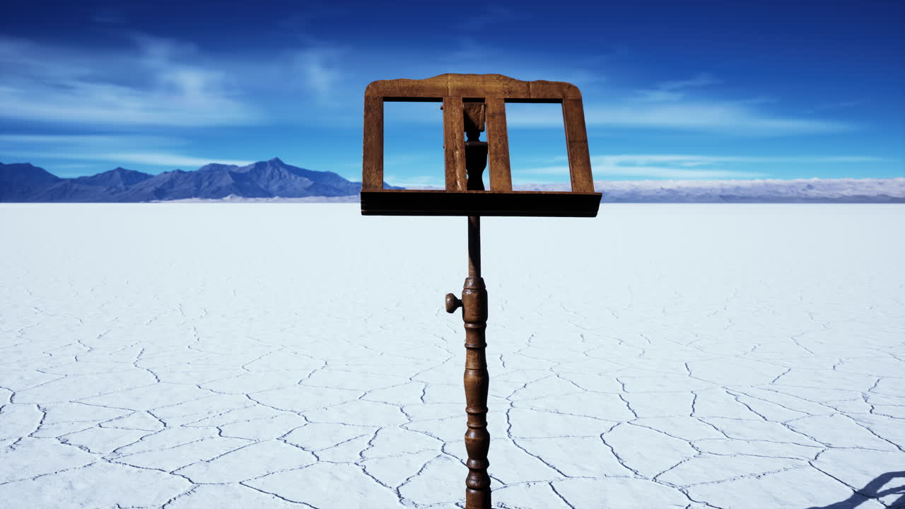 ⁇ 은 음악 스탠드는  ⁇  소금 사막에 있습니다.