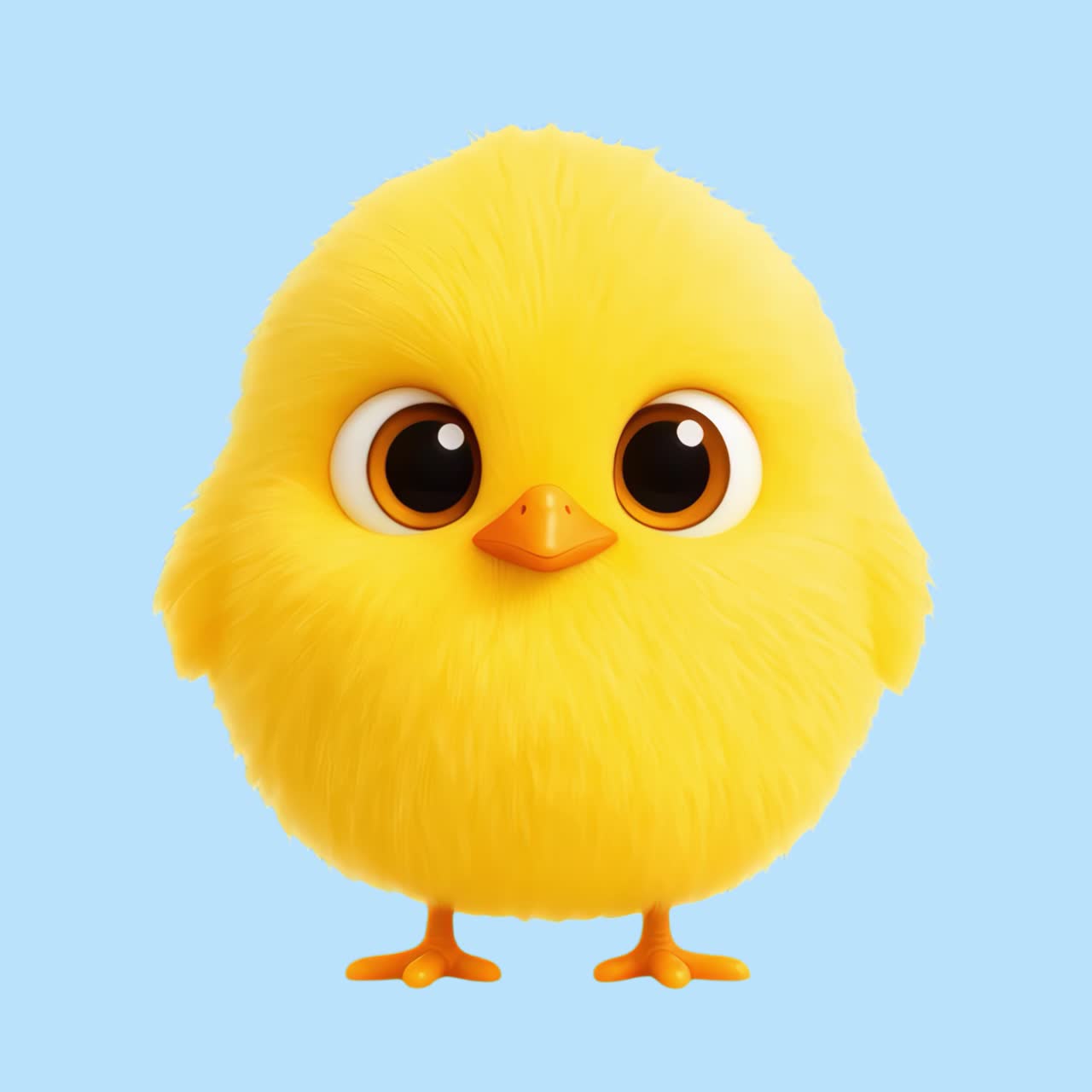 Adorable fluffy yellow chick cartoon animation isolated asset, transparent 4K video, alpha channel