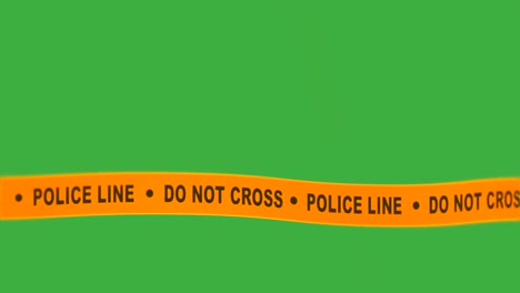 Police-line,-do-no-cross-text-sign-on-tape-waving,with-green-screen-in-background