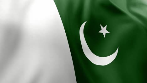 realistic waving flag of pakistan, green field, white crescent moon, five-pointed star. south asian nation symbol, islamabad, patriotism, pakistan
