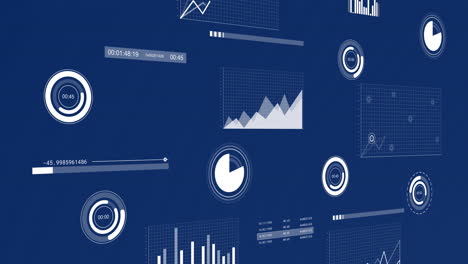 animación de escáneres y gráficos que procesan datos sobre un fondo azul oscuro