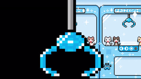 pixel art claw machine game with cute cats