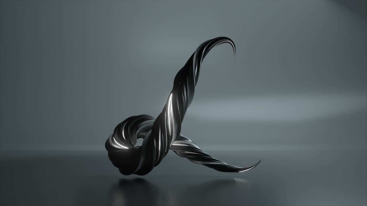 colección de alfabeto vivo. letras retorcidas únicas. color gris negro. letra l. animación en 3d de bucle sin costuras