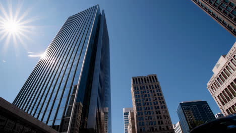 city skyline with modern and older buildings