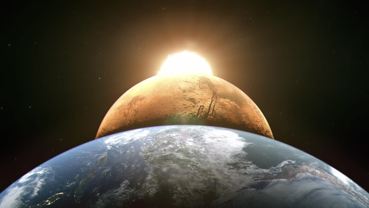 The Earth Mars and The Sun in Alignment