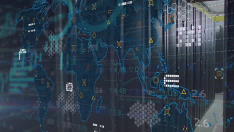 Animation-of-digital-data-processing-over-computer-servers