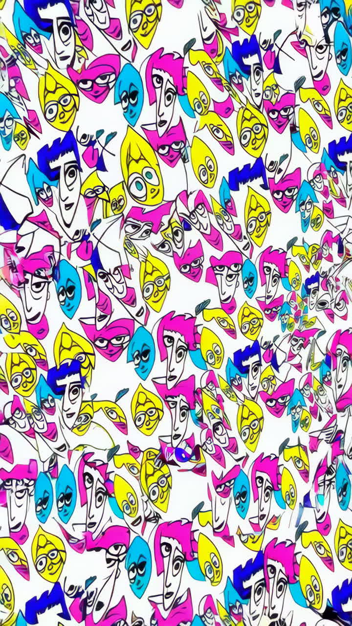 Vibrant Abstract Cartoon Faces Collection