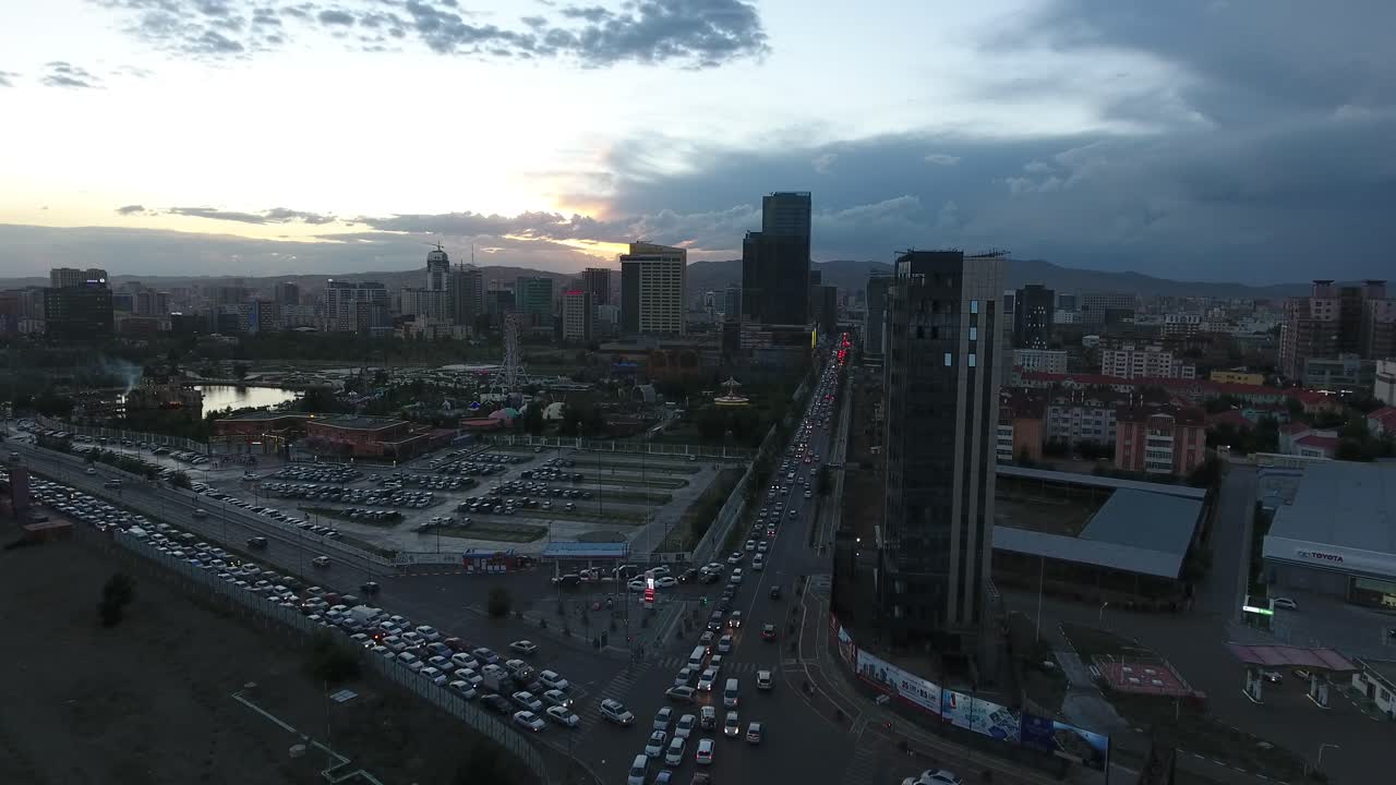 Free stock video - Beautiful sunset in ulan bator traffic and buildings ...