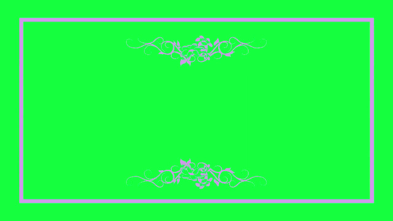 Animierter dekorativer Rahmen mit floralen Schnörkeln auf Greenscreen.