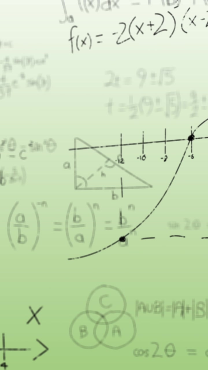 Animazione di equazioni matematiche su sfondo verde