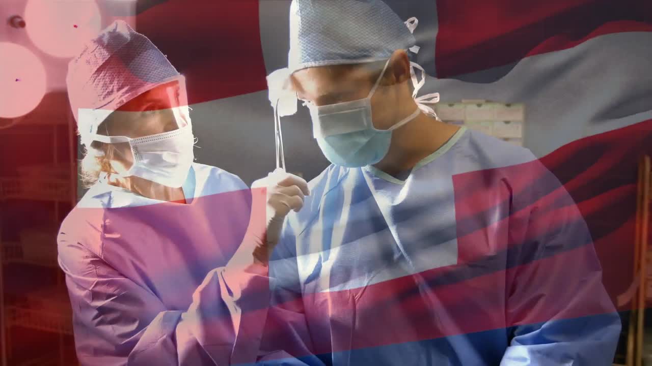 수술실에서 외과 의사 들 위 에 스위스  ⁇ 발 이 흔들리는 애니메이션