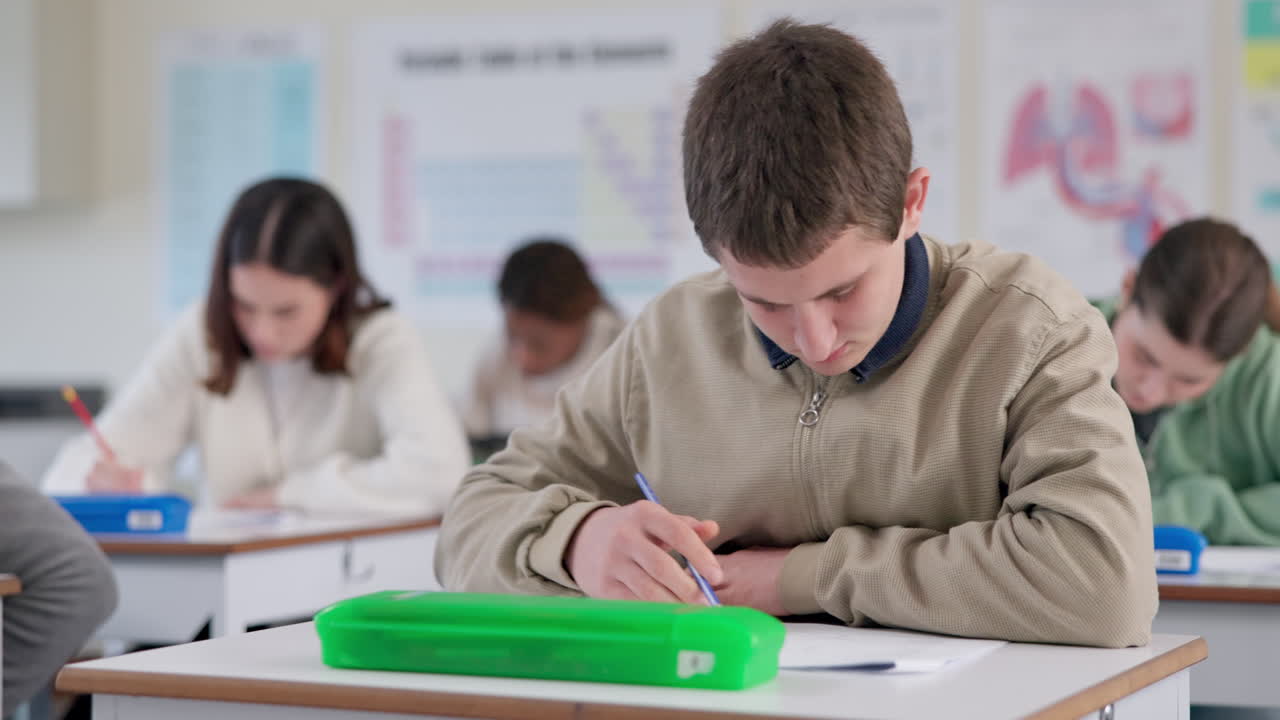 Students Taking a Test in Classroom