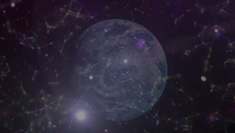 animación de puntos y círculos sobre constelaciones y globo