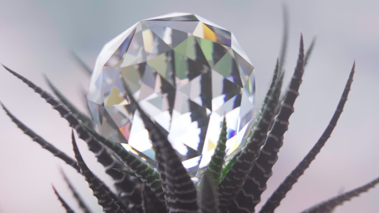 foco de rack de cámara lenta en cristal en una suculenta