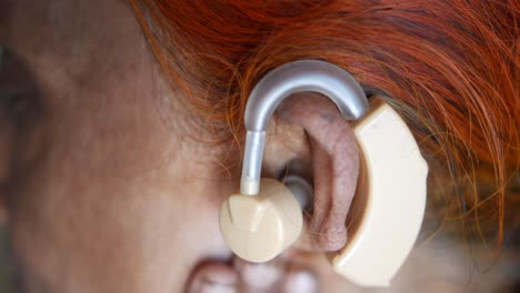 hearing aid on a woman's ear