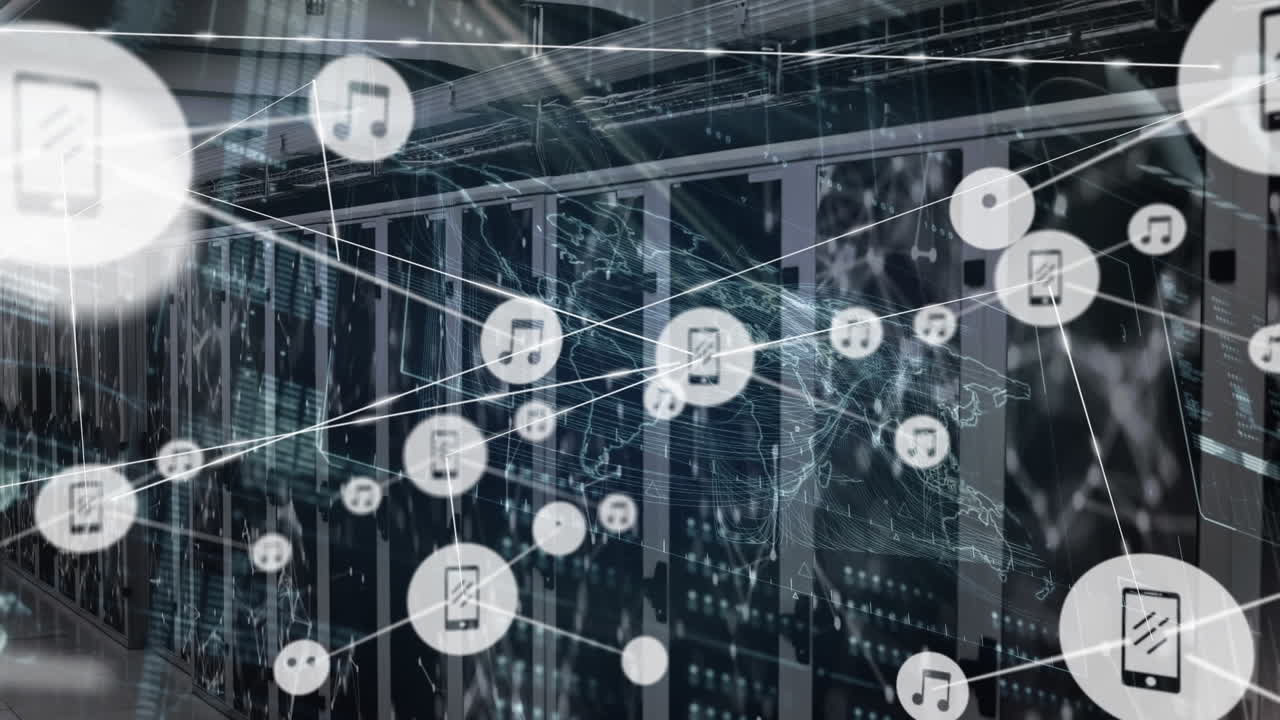 Animation network of network working in warehouse