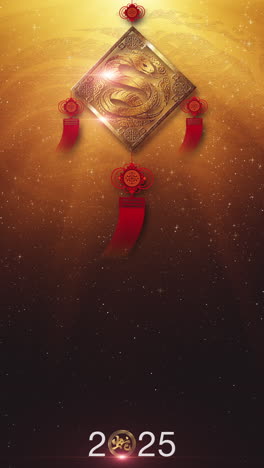 chinese new year 2025, year of the snake background decoration featuring a golden, glittering design with elegant chinese calligraphy translating to 'snake' and 'heng' may you attain greater wealth